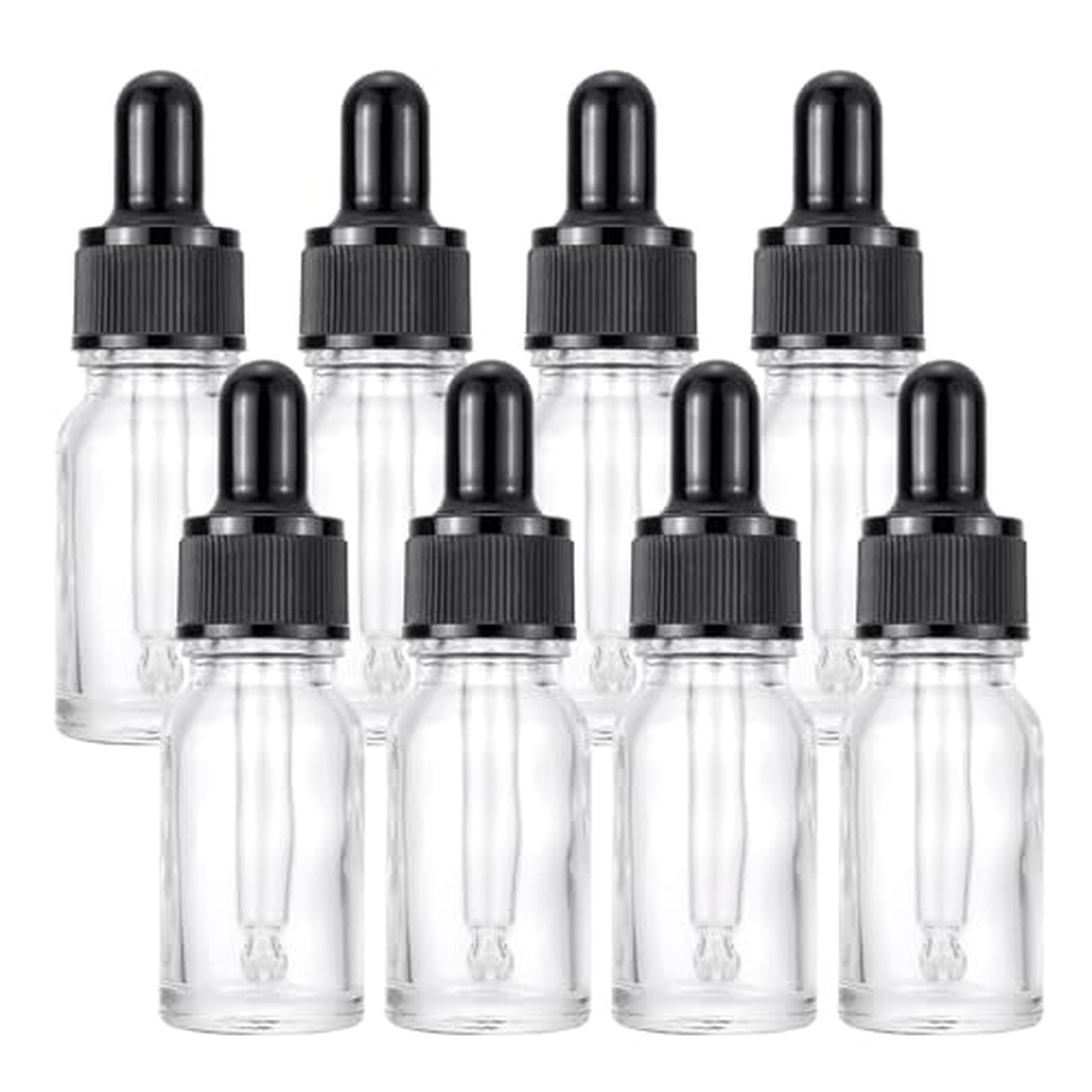 Kesell 10ml Glass Dropper Bottles, 8-Pack with Black Screw Caps Clear Kesell 10ml Glass Dropper Bottles, 8-Pack with Black Screw Caps Clear