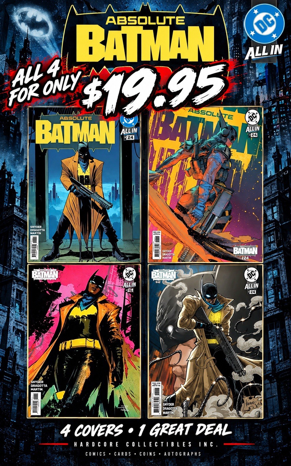 Absolute Batman #24 (4) Book Bundle Cover A, B, C, D