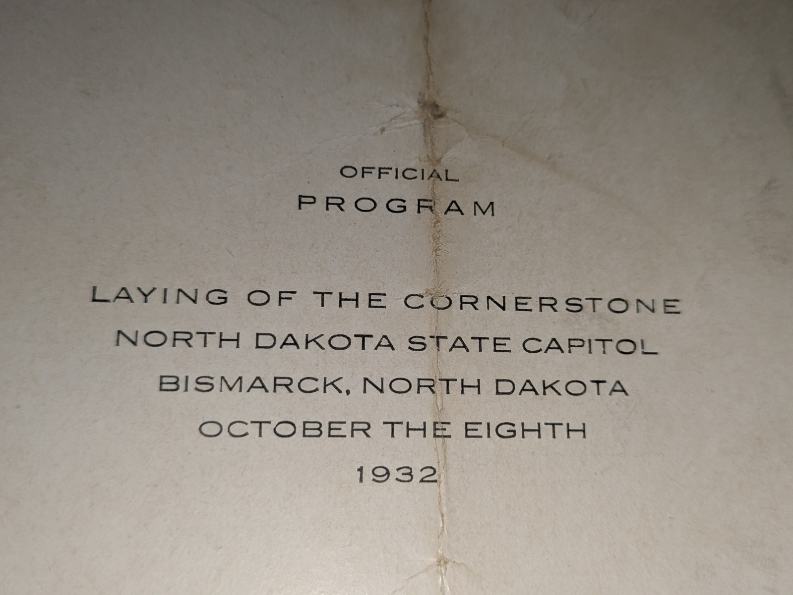AUTHENTIC 1932 OFFICIAL PROGRAM BISMARK ND STATE CAPITOL LAYING OF CORNERSTONE