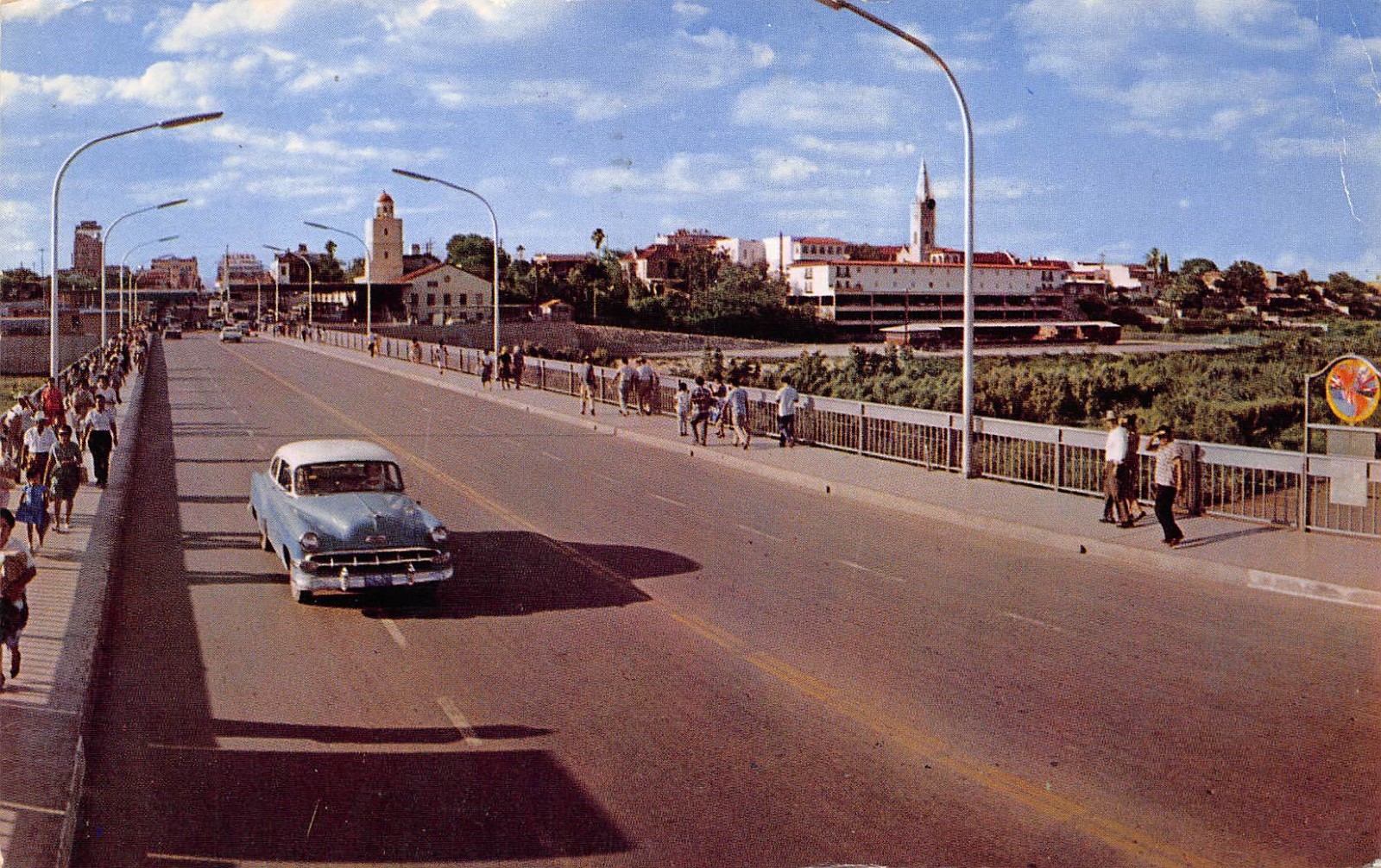 Laredo Texas 1964 Postcard International Bridge to Nueva Laredo Mexico