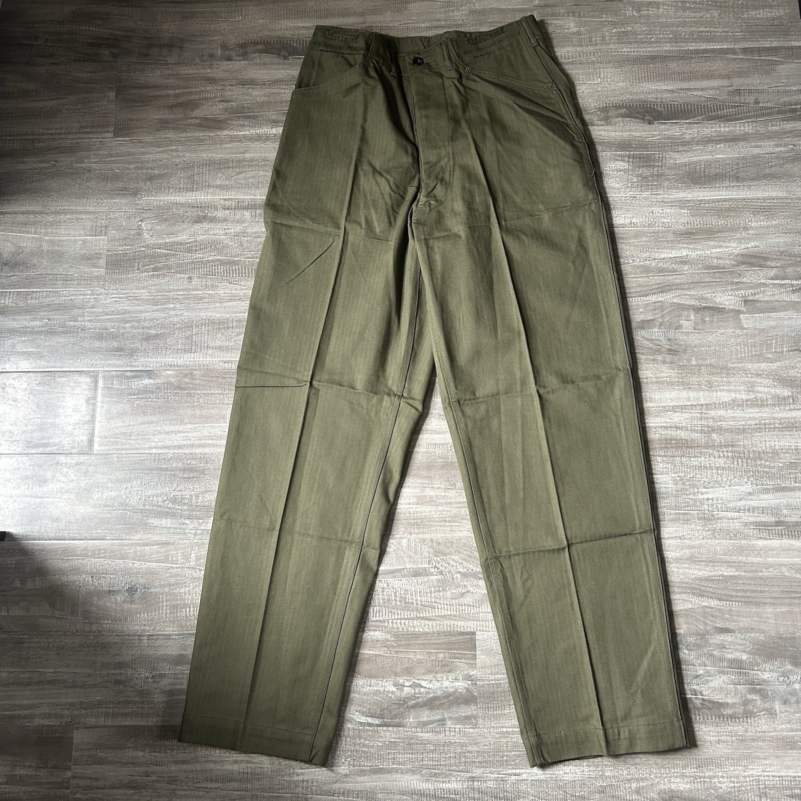 Vintage 1940s WW2 US Navy N3 HBT  Trousers Pants Stamped 34x33 Fits 32x33 USN