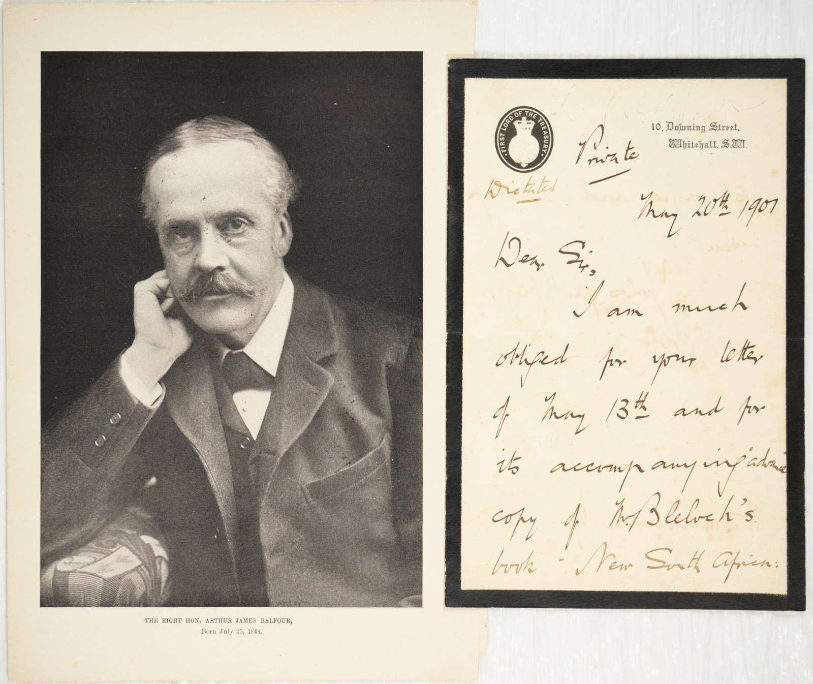 1901 LORD BALFOUR 10 DOWNING STREET LONDON ORIGINAL LETTER  Read P506