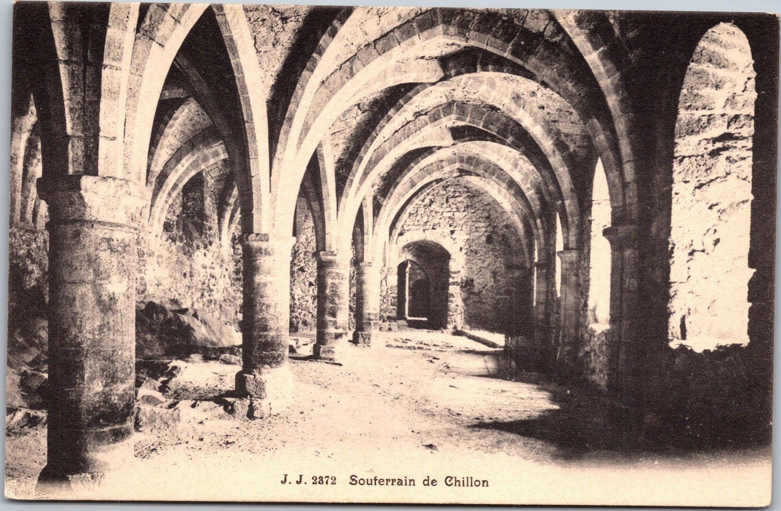 Jullien Freres Postcard Souterrain de Chillon Vault Vintage Unposted Switzerland