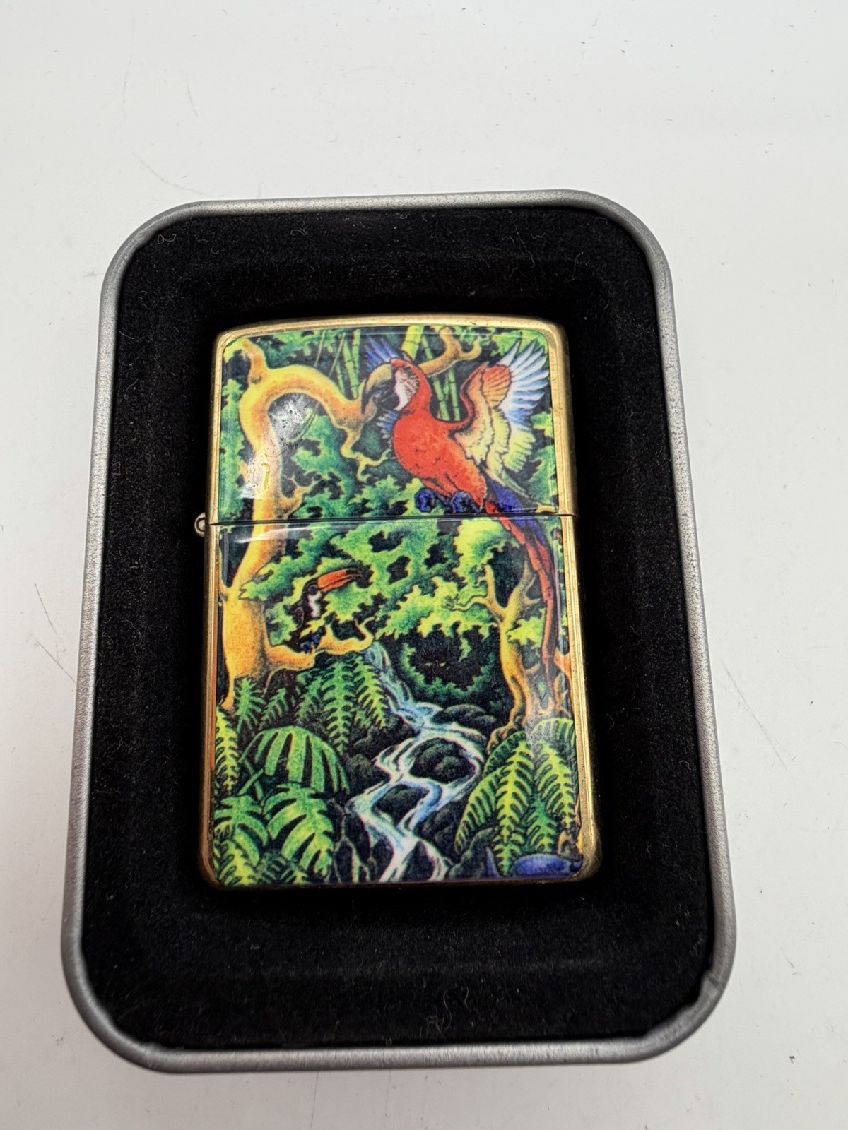 Vintage 1995 Mysteries Of The Forest Toucan Brass Zippo Lighter NEW B46 Vintage 1995 Mysteries Of The Forest Toucan Brass Zippo Lighter NEW B46
