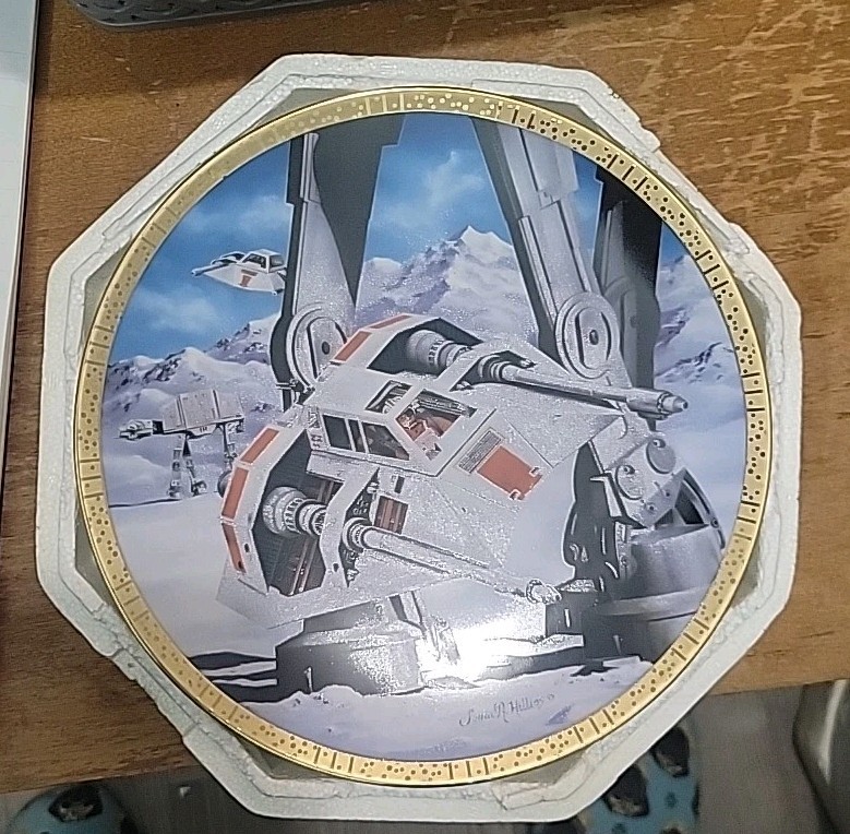 1995 HAMILTON COLLECTION STAR WARS SNOW SPEEDERS PLATE W/COA & BOX