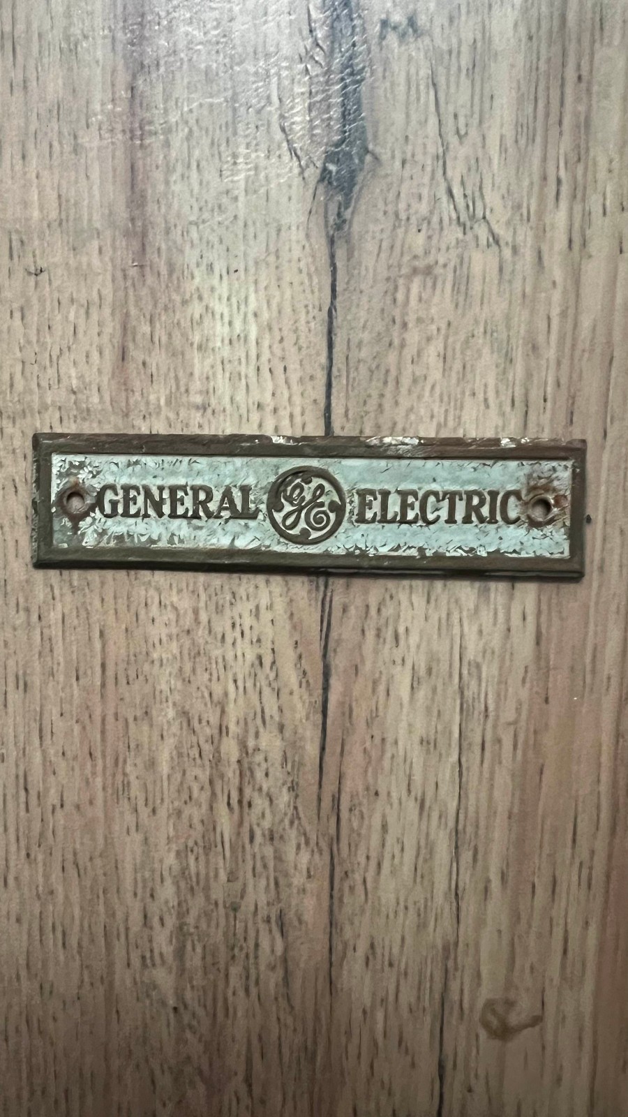 Vintage General Electric Brass Nameplate Antique GE Industrial Machine Tag Sign