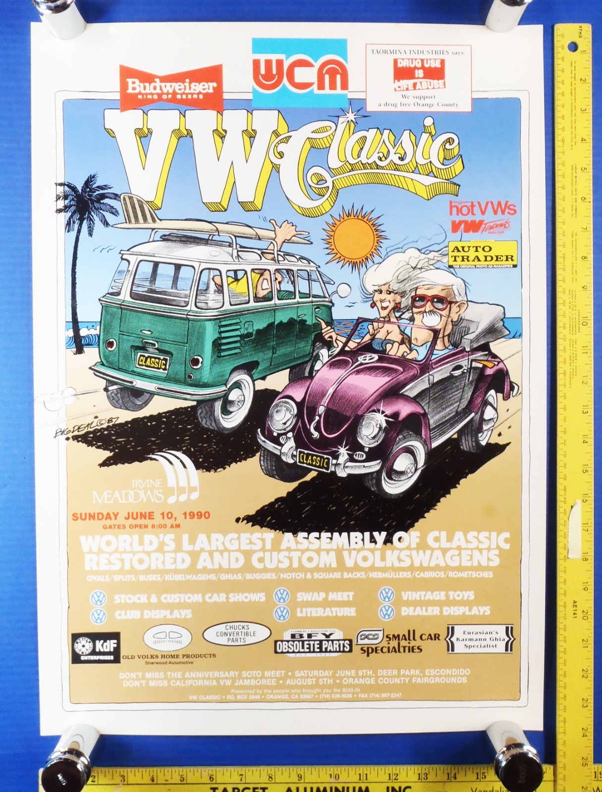 Budweiser 1990 VW Volkswagen Irvine Meadows Classic Car Show 17x24\ Budweiser 1990 VW Volkswagen Irvine Meadows Classic Car Show 17x24\