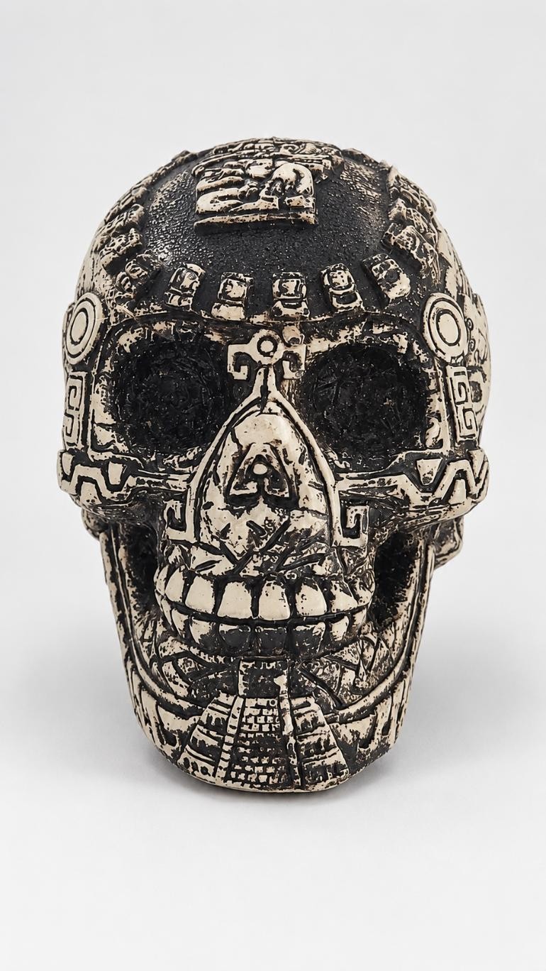 Handcrafted Costa Maya Mexico Aztec Mayan Style Skull Figurine Decor