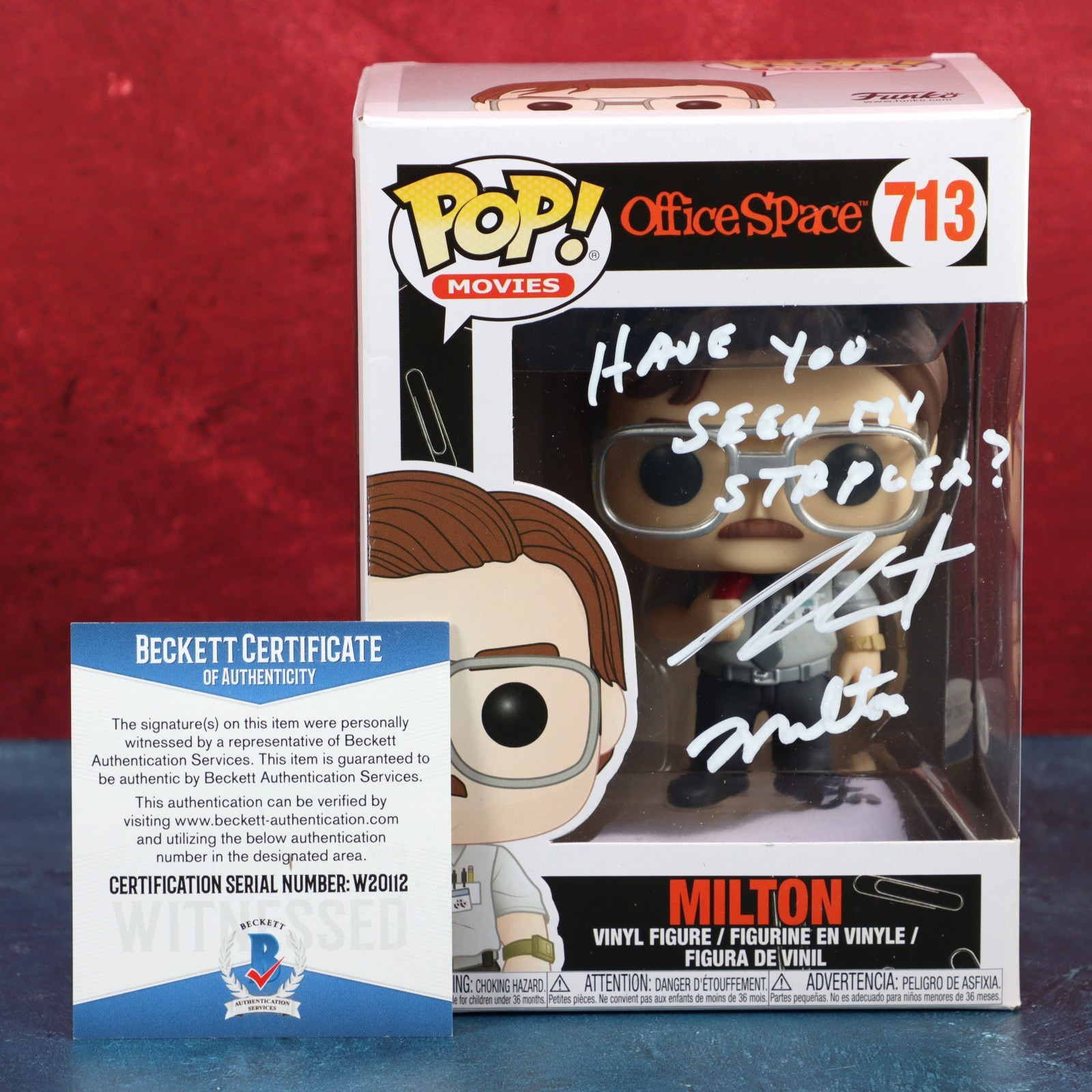 Stephen Root Signed Office Space Funko Pop 713 Milton BAS COA 2019 W/ Protector Stephen Root Signed Office Space Funko Pop 713 Milton BAS COA 2019 W/ Protector