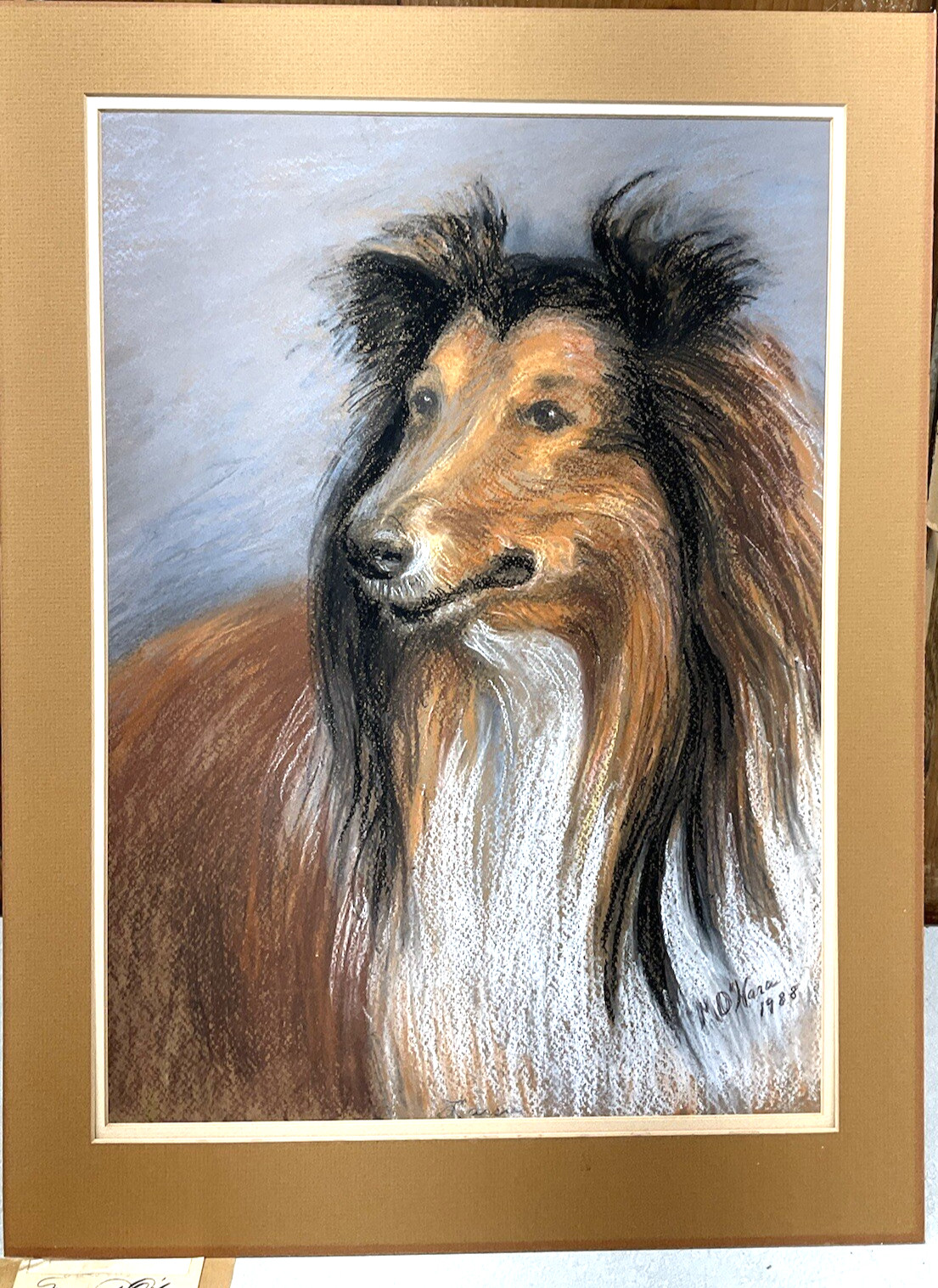 VTG Margaret O'Hara Lassie Dog Pastel Art Rough Collie Shelti Shetland Sheepdog