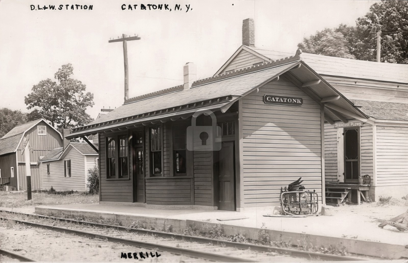 Catatonk NY DL&W Train Station NY Plows 1910s RPPC Photo Postcard COPY