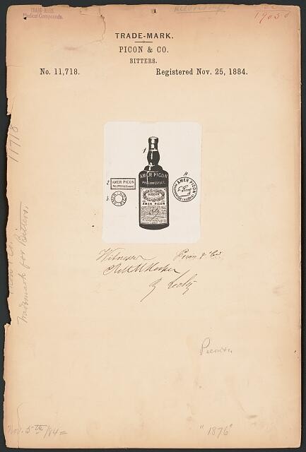 Photo:[Trademark registration by Picon & Co. for Amer Picon brand Bitters]