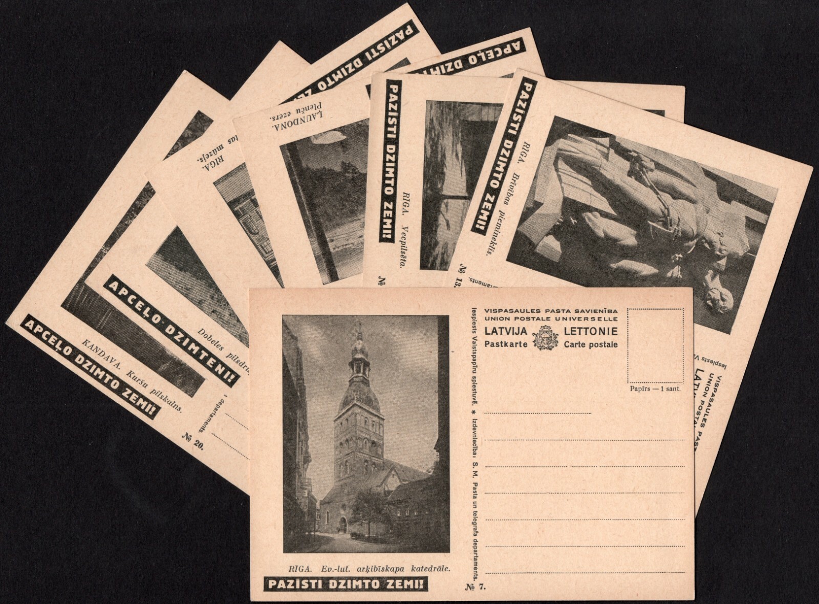 Latvia - seven postcards - Sightseeing (inter war 1920-1940) -\