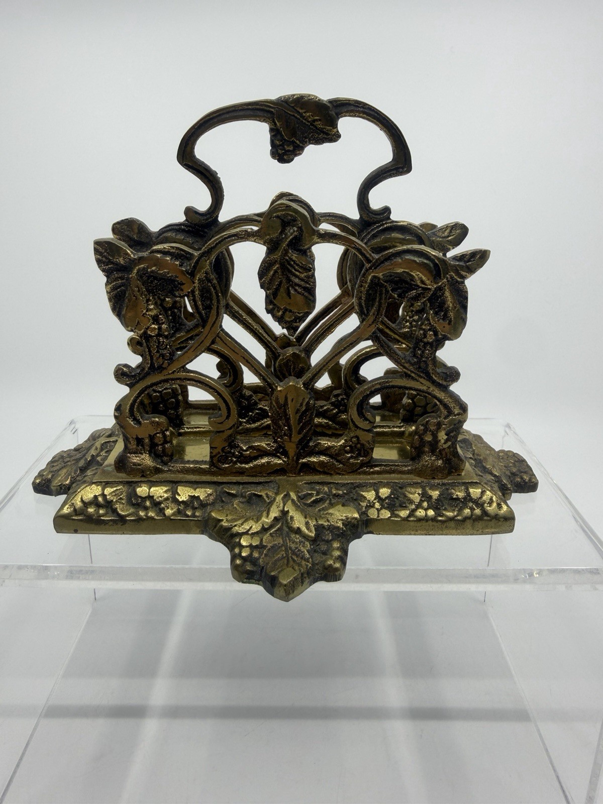 Vintage Brass Letter/Napkin Grapevine Leaf Design made in ENGLAND