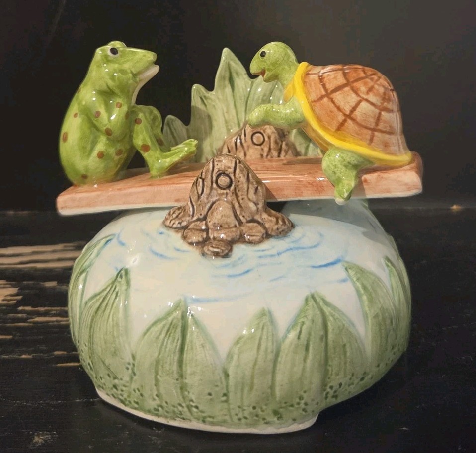 Vintage Animated Otagiri Musical See Saw Turtle & Frog