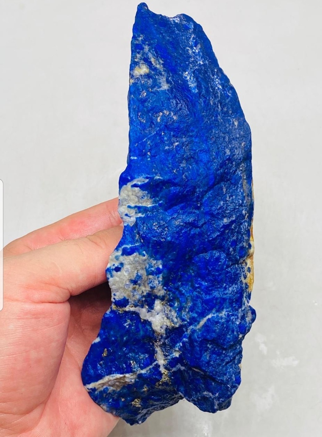 Natural Royal Blue Lapis Lazuli Rough Stone with Golden Pyrite & White Calcite 