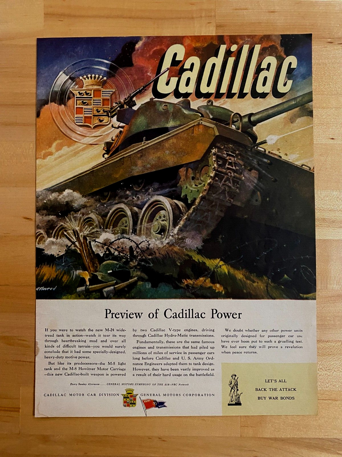 1945 Print Ad Cadillac Power WW2 10\