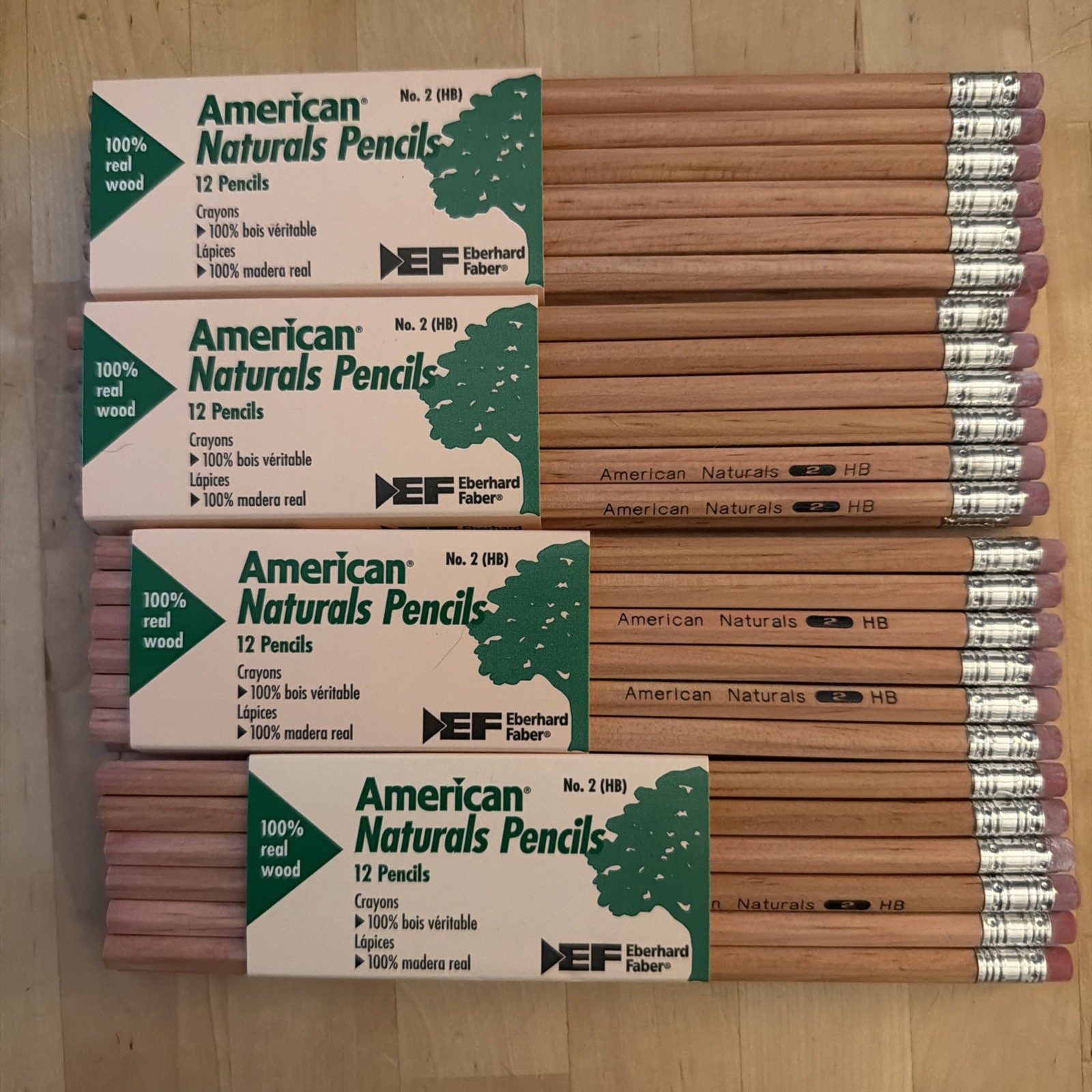 Vintage EBERHARD FABER American Naturals Pencils No 2 HB 100% Wood 48 NEW