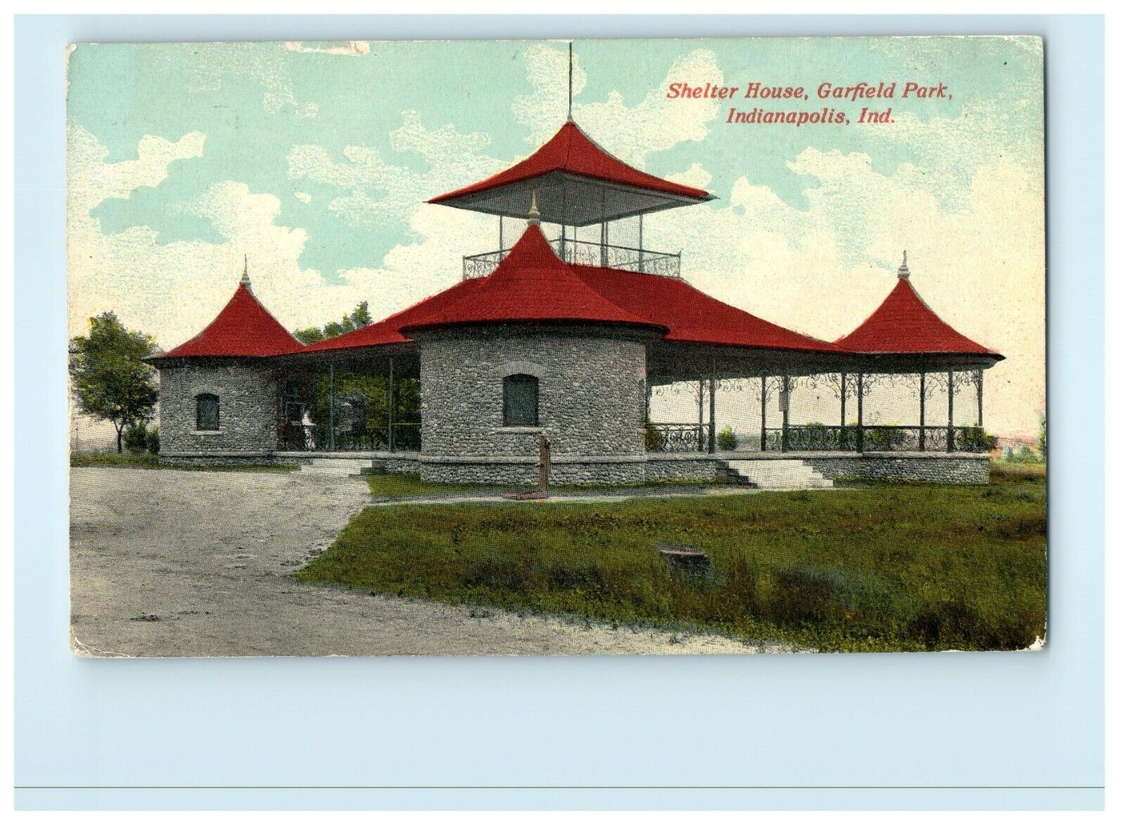 c1910 Shelter House, Garfield Park, Marion County, Indianapolis, IN Postcard
