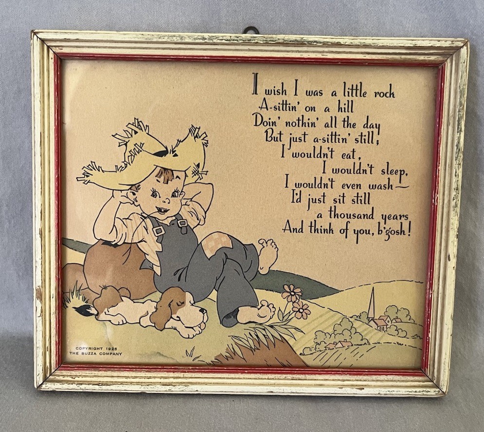 Westie Buzza Motto Print Signed Framed Farm Country Boy & Dog 6 5/8\