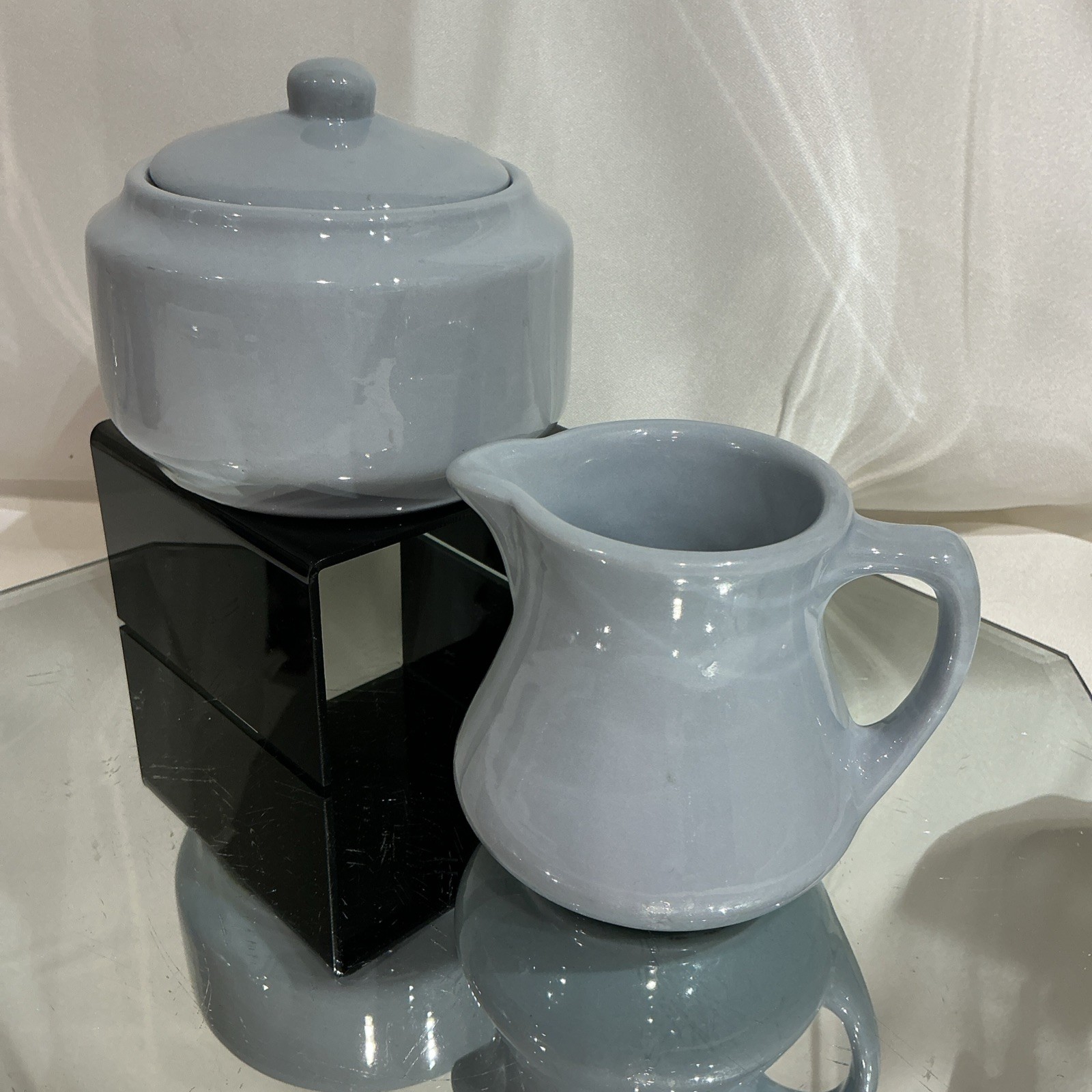 Buffalo China Blue Lune Covered Sugar Bowl & Creamer - 3pc Set Buffalo China Blue Lune Covered Sugar Bowl & Creamer - 3pc Set