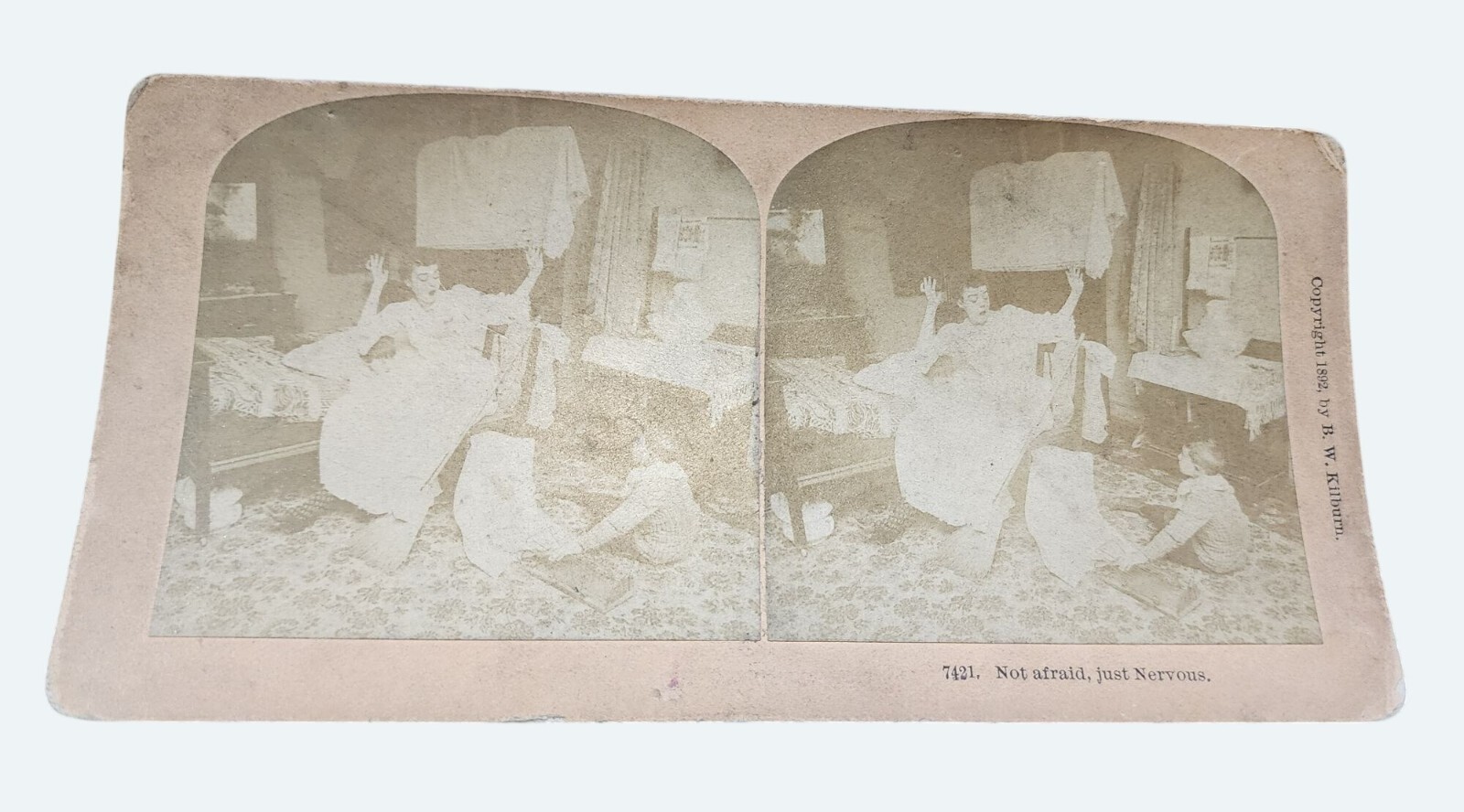 Antique 1892 B.W. Kilburn Stereoview Card \