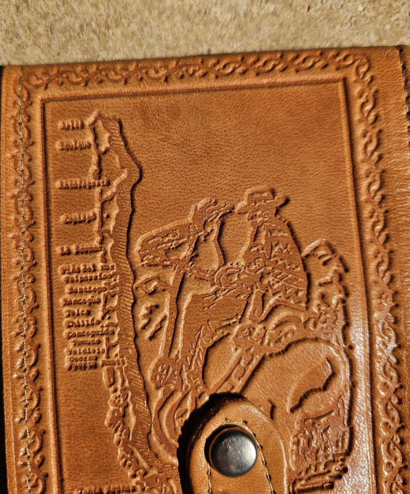 Vintage Never Used  Hand Tooled Leather Wallet  Mexico Mexican Cowboy