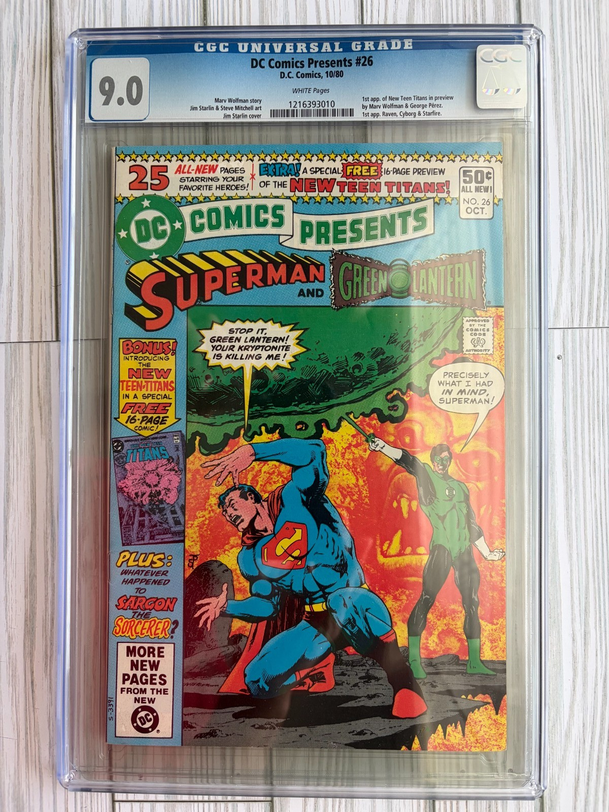 DC Comics Presents #26 CGC 9.0 White Pages 1st App Raven, Starfire & Cyborg 1980