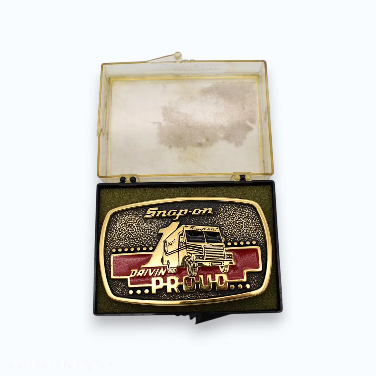Snap-On Tool Truck Drivin\' Proud Solid Brass Vintage Belt Buckle by BTS [1989]