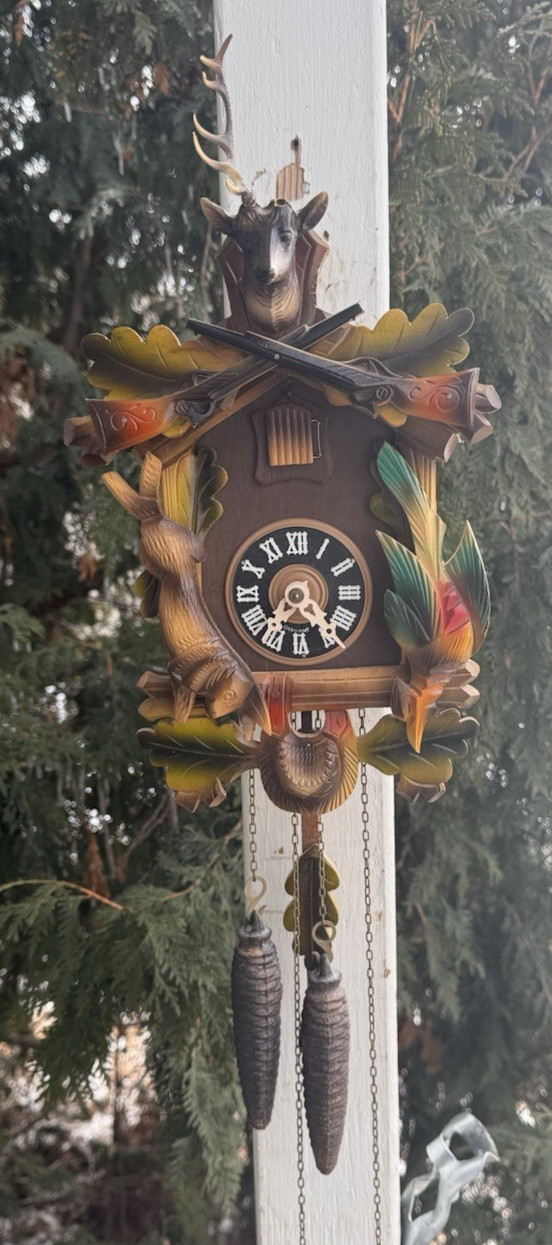 Vintage C 1960s Regula Albert Karlsruhe Cuckoo Clock RUNS GOOD - VIDEO - READ