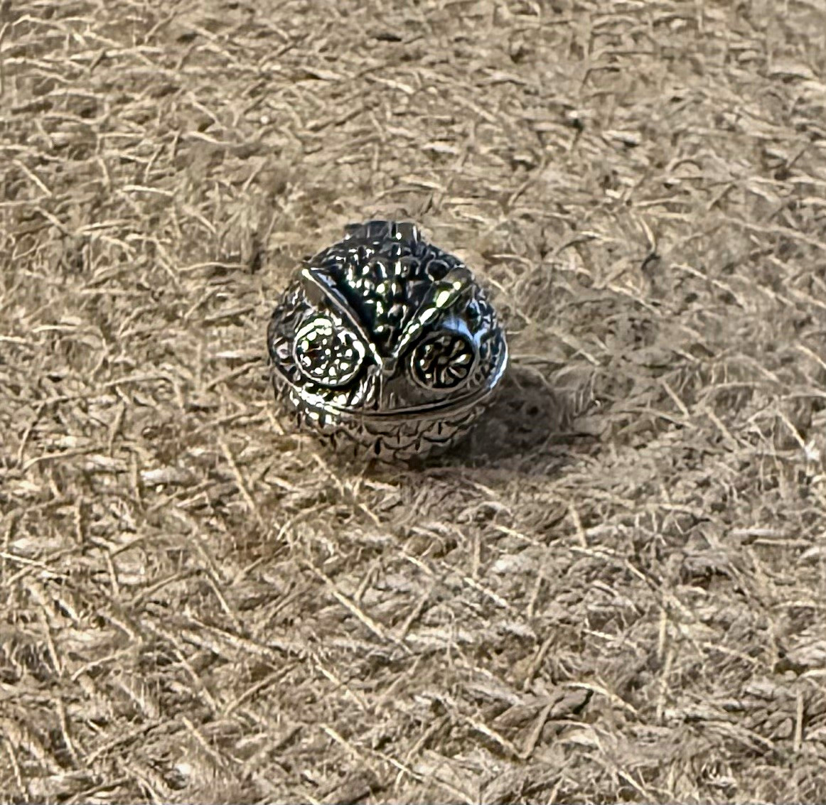 Vintage Ganz Lucky Little Owl Wish Box Charm Magnetic Metal Trinket Box Token
