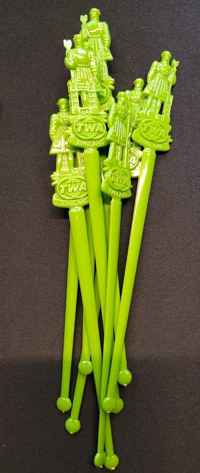 Vtg TWA Airlines Global Destination Cocktail Stirrers Box 57pc New Old Stock MCM