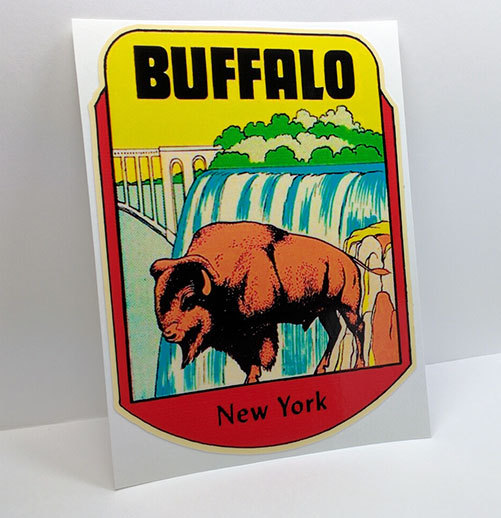 Buffalo New York Vintage Style Travel Decal / Vinyl Sticker, Luggage Label