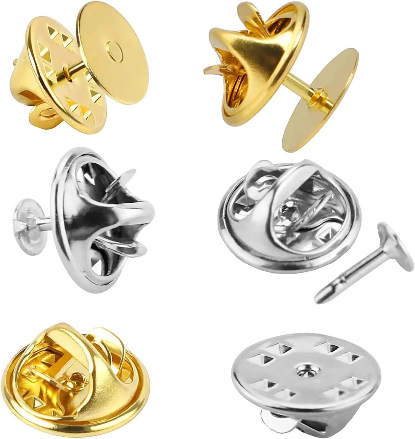 120 Pairs Butterfly Clutch Tie Tacks Pin Back Metal Locking Replacement with 10m
