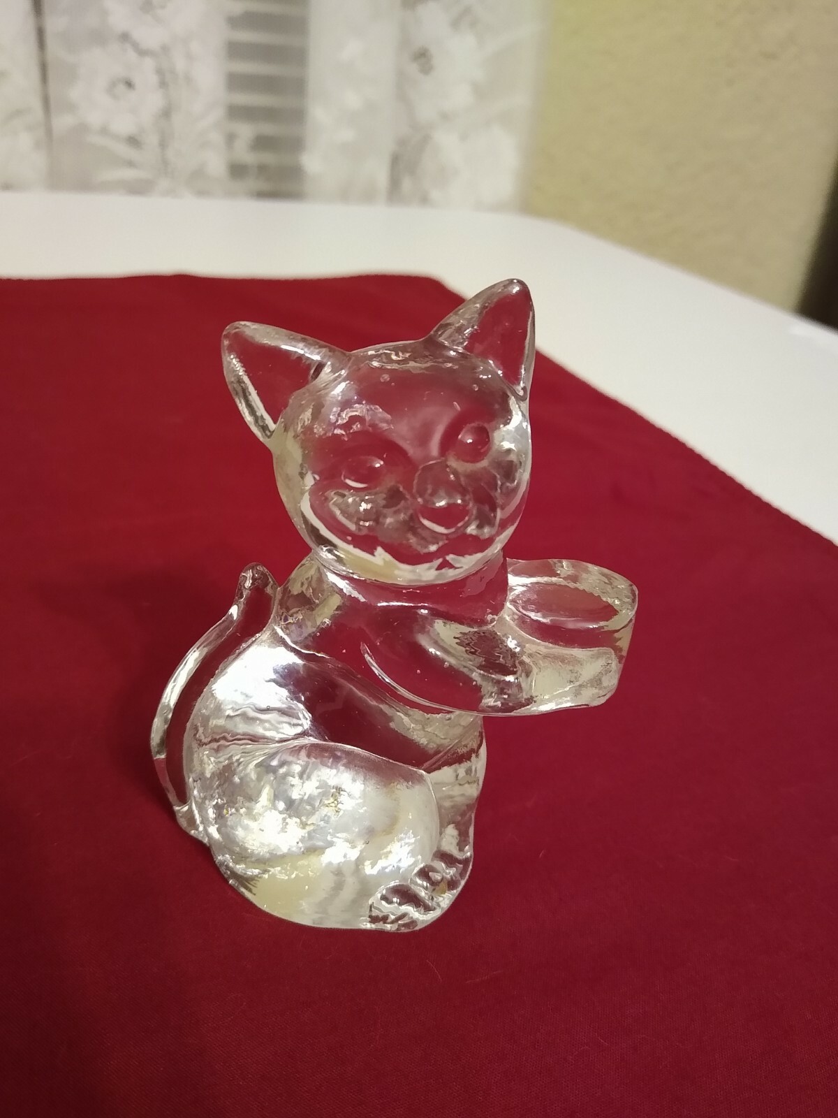 Vintage Clear Glass Cat Kitten Figurine 3.5\
