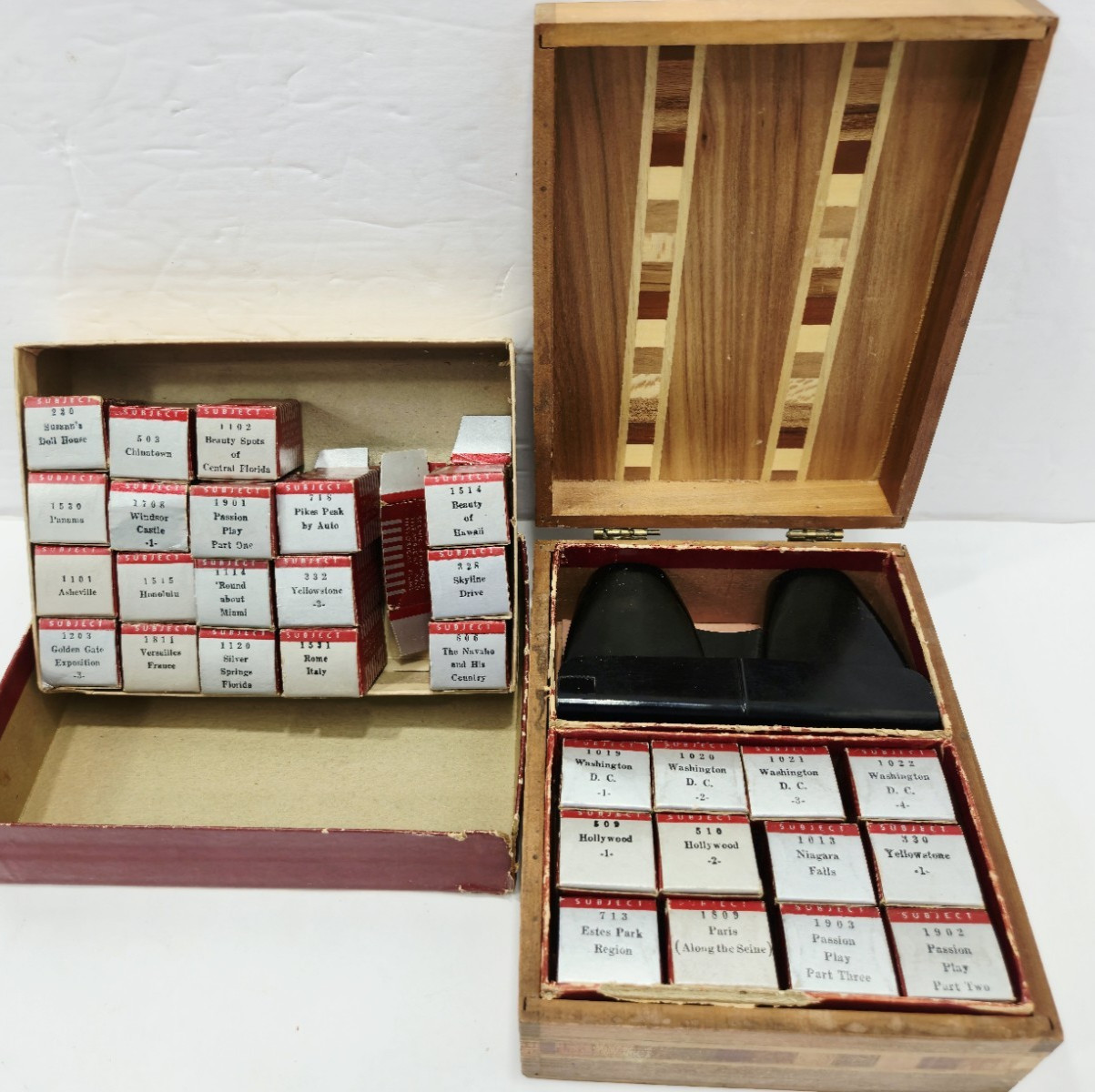 Vintage Tru-Vue Stereoscope + 30 Films in Original Boxes W/ Wooden Case