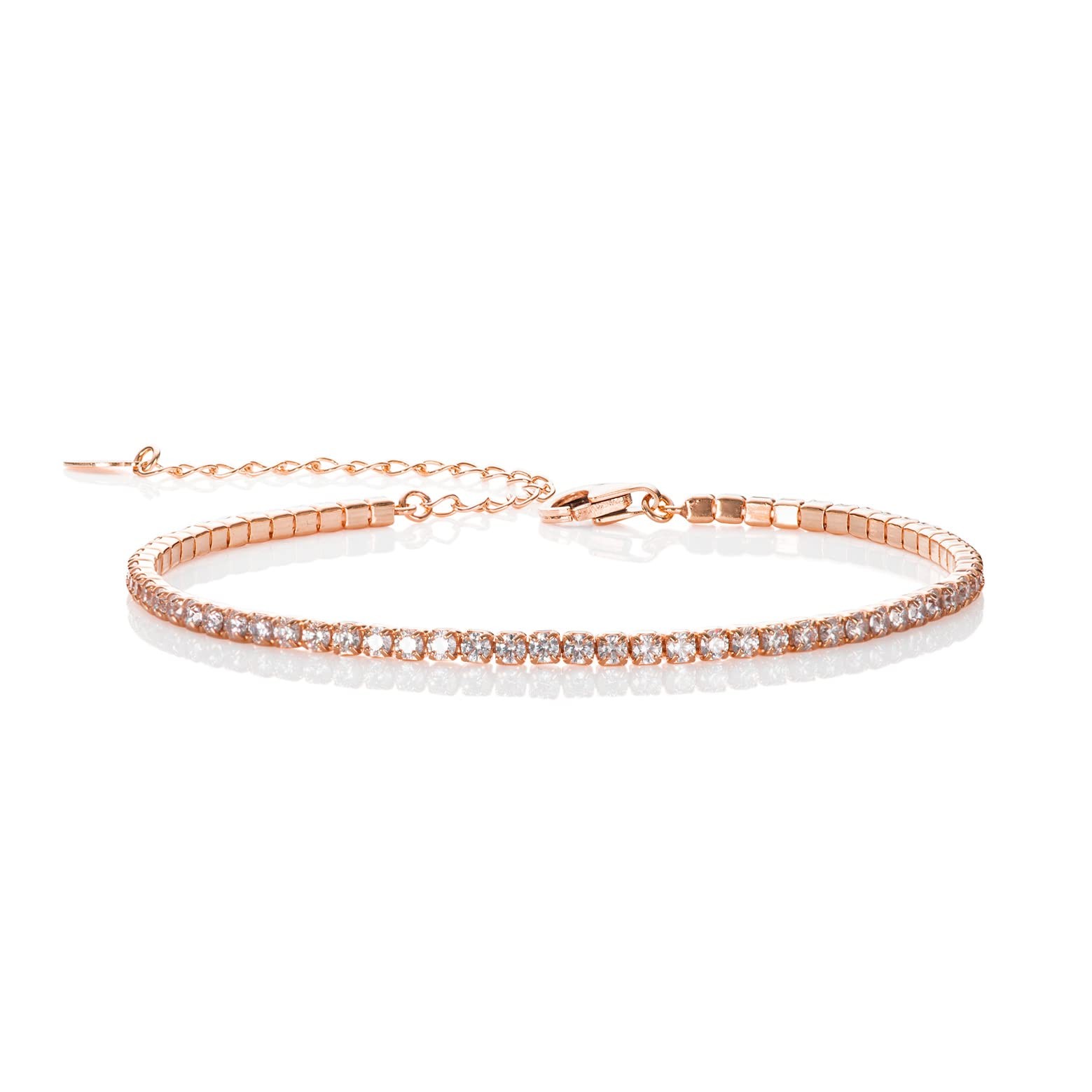 Namana Rose Gold Tennis Bracelet – Dainty 925 Silver with Cubic Zirconia Namana Rose Gold Tennis Bracelet – Dainty 925 Silver with Cubic Zirconia