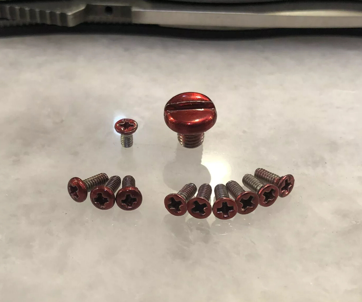Translucent Red Stainless Steel Screws Set For Emerson Sheepdog Knife - 11pcs