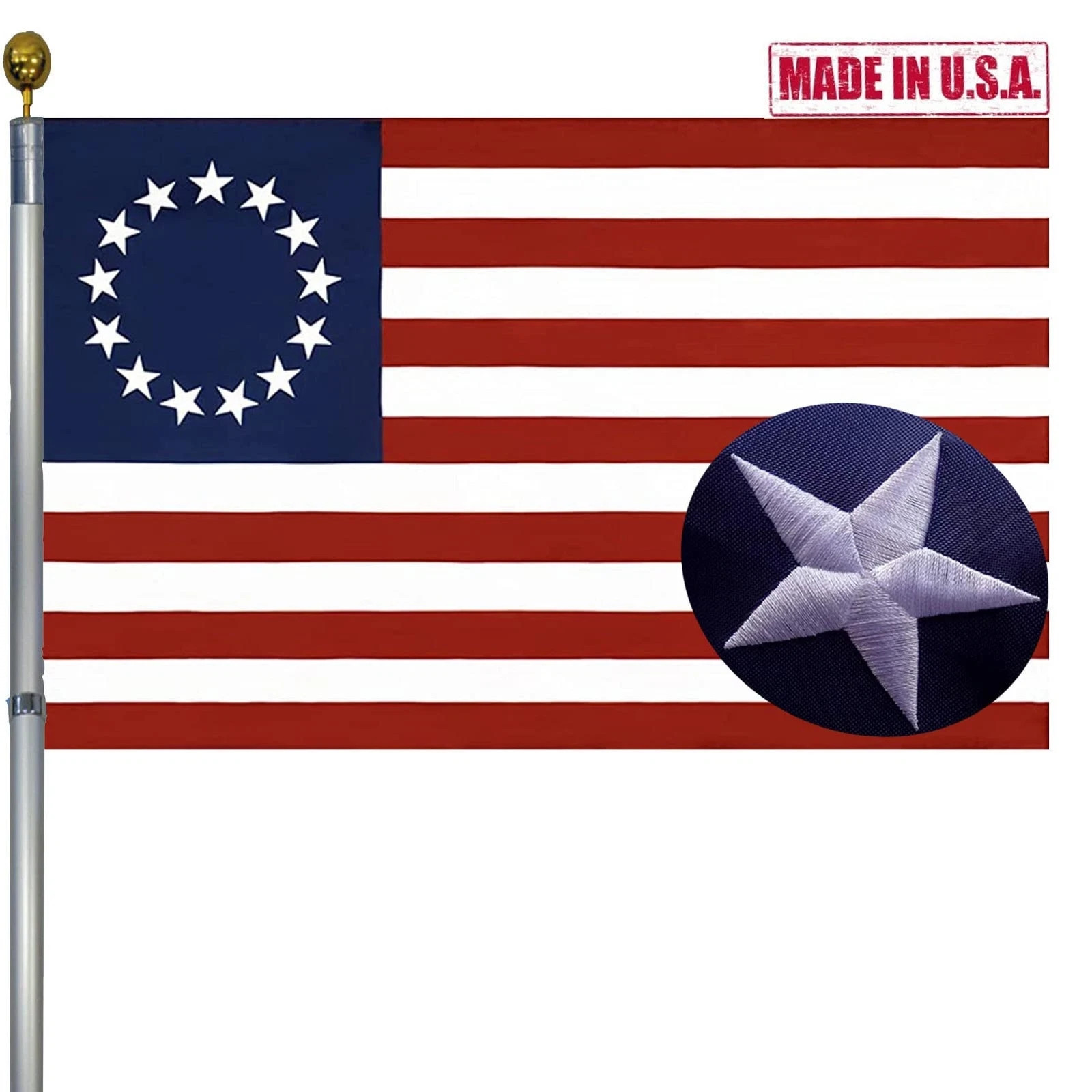 Embroidered Betsy Ross USA Flags 3x5 Outdoor US United States 13 Colonies Bet...