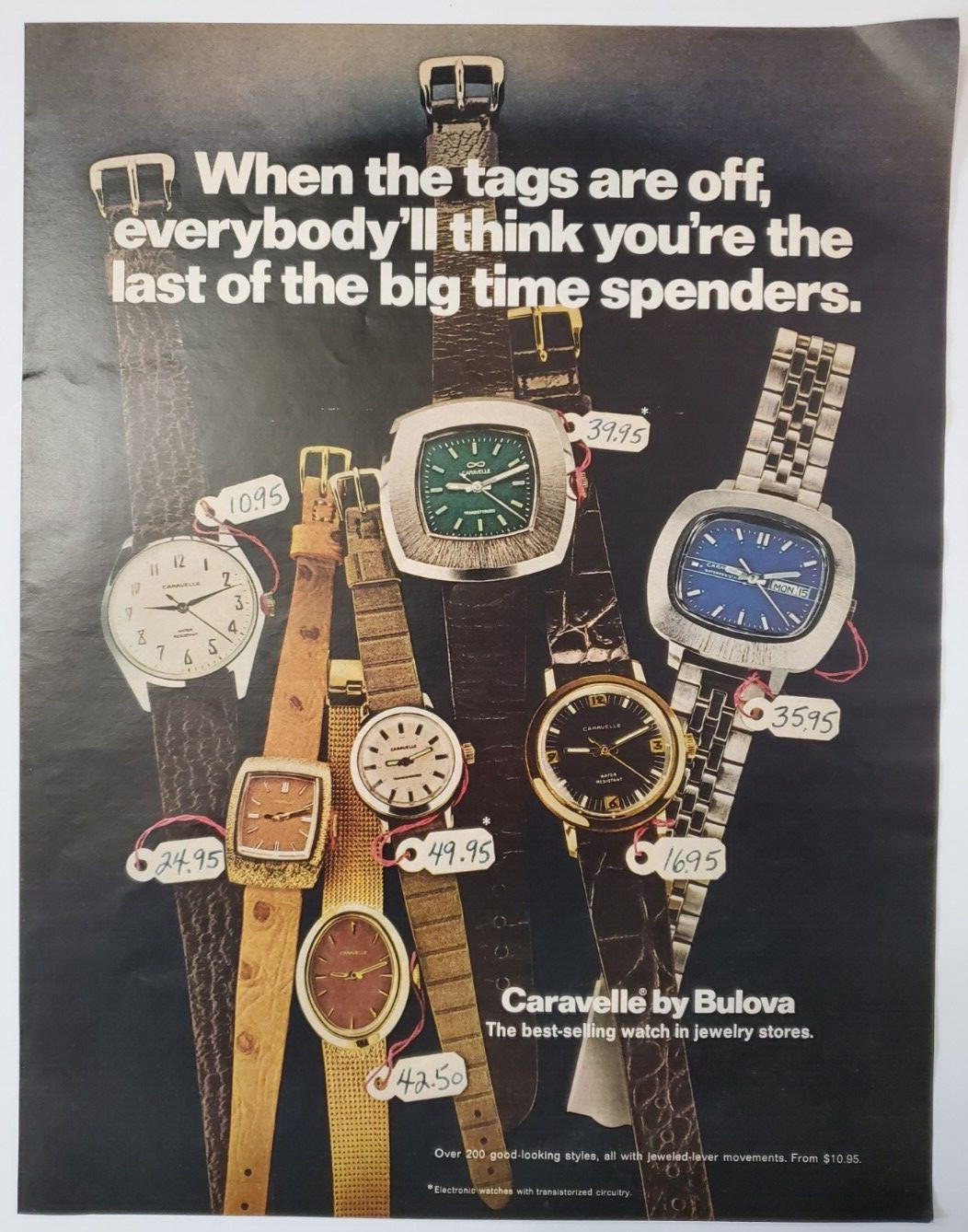 1972 Caravelle By Bulova Vintage Print Ad When The Tags Are Off