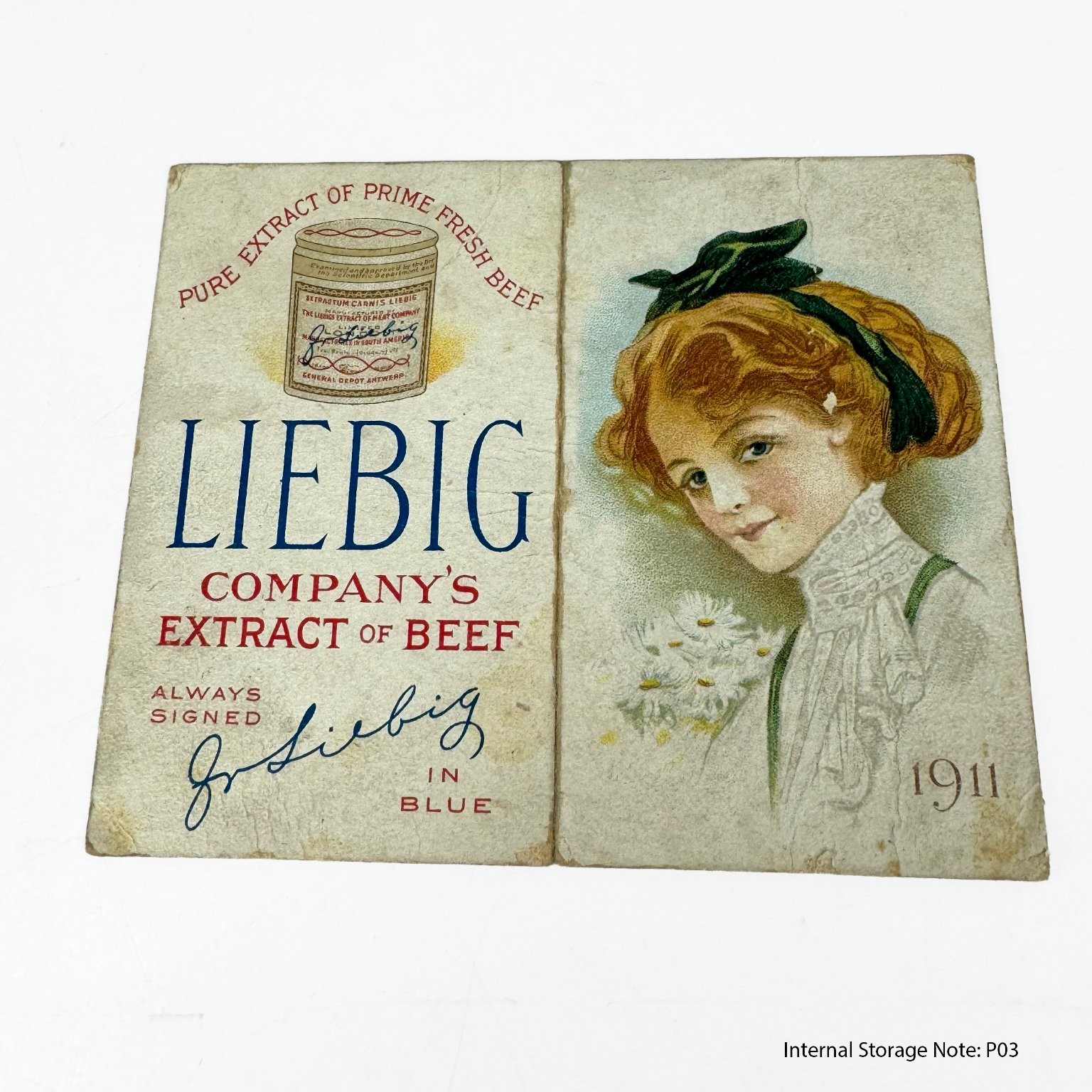 Antique 1911 Liebig Beef Extract Advertising Calendar Vintage Edwardian Girl Antique 1911 Liebig Beef Extract Advertising Calendar Vintage Edwardian Girl