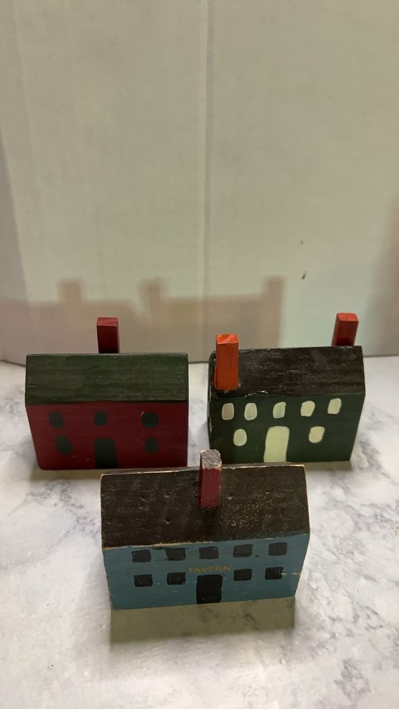 Vintage Wooden Folk Art Miniature Houses