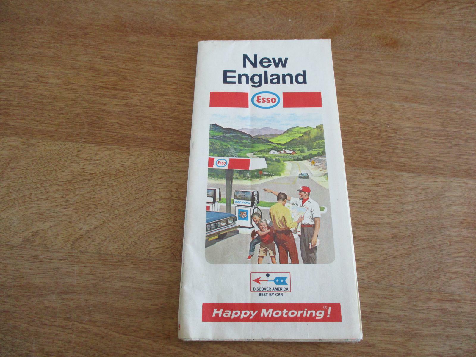 1969 ESSO OIL Road Map NEW ENGLAND Massachusetts Connecticut Maine Boston