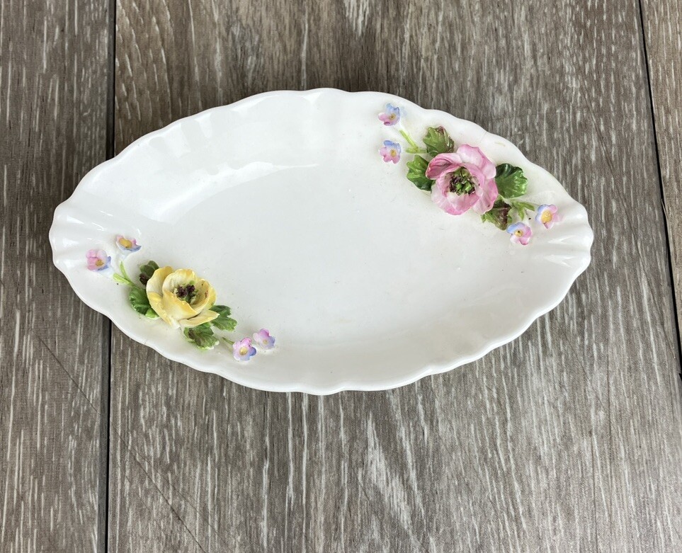 Tinket Dish Tray Oval Floral Bone China CoalPort England Vintage