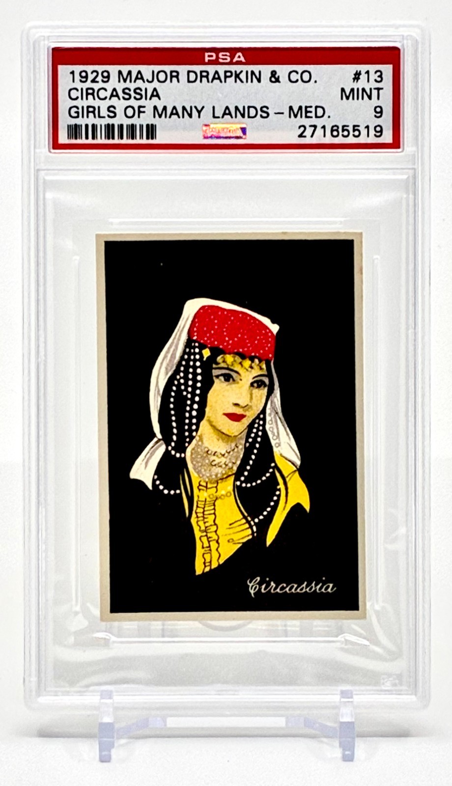 1929 Major Drapkin Tobacco Card CIRCASSIA Girls of Many Lands PSA 9 (#13 of 50) 1929 Major Drapkin Tobacco Card CIRCASSIA Girls of Many Lands PSA 9 (#13 of 50)