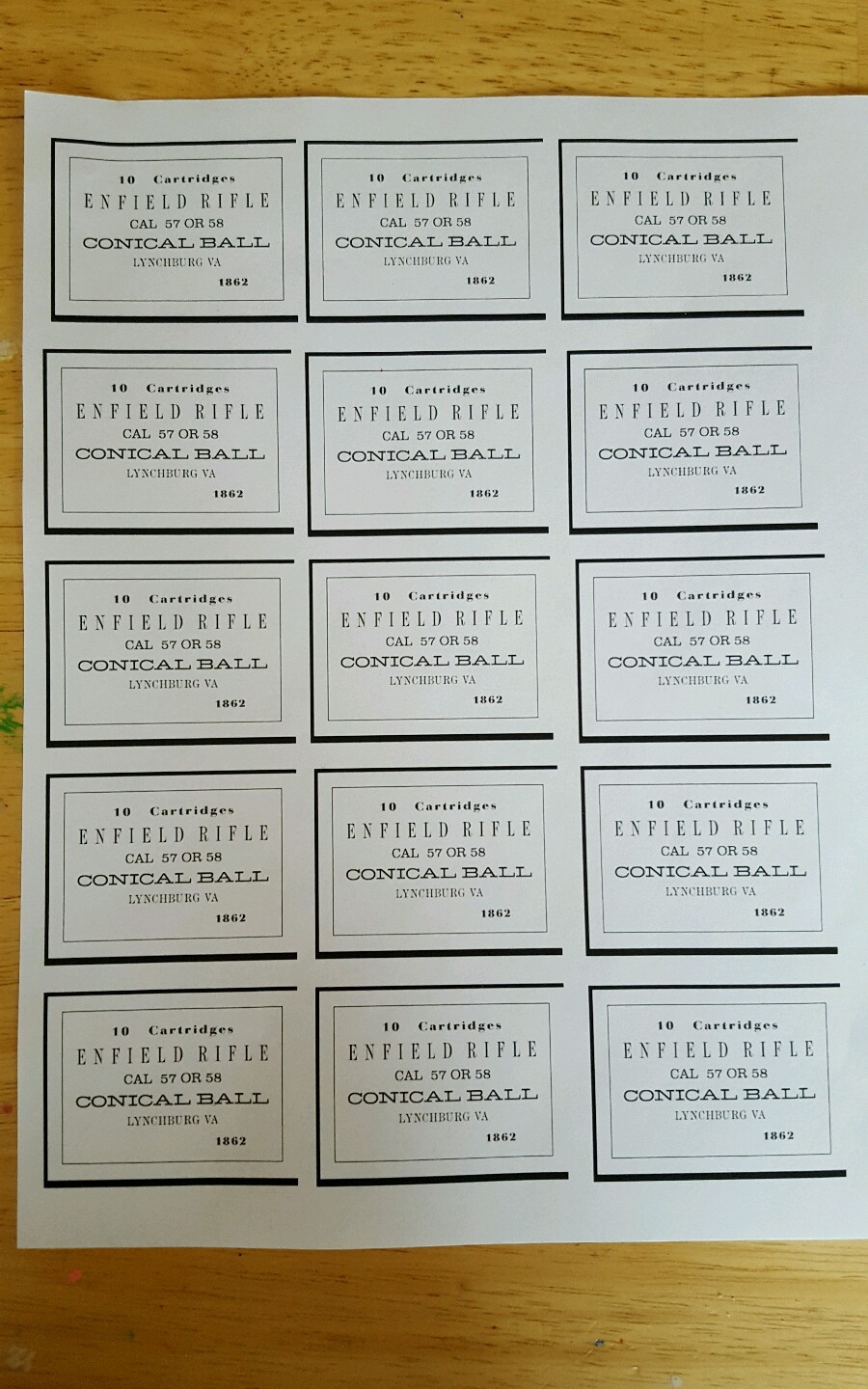 Lynchburg Va arsenal cartridge pack label Enfield 1862