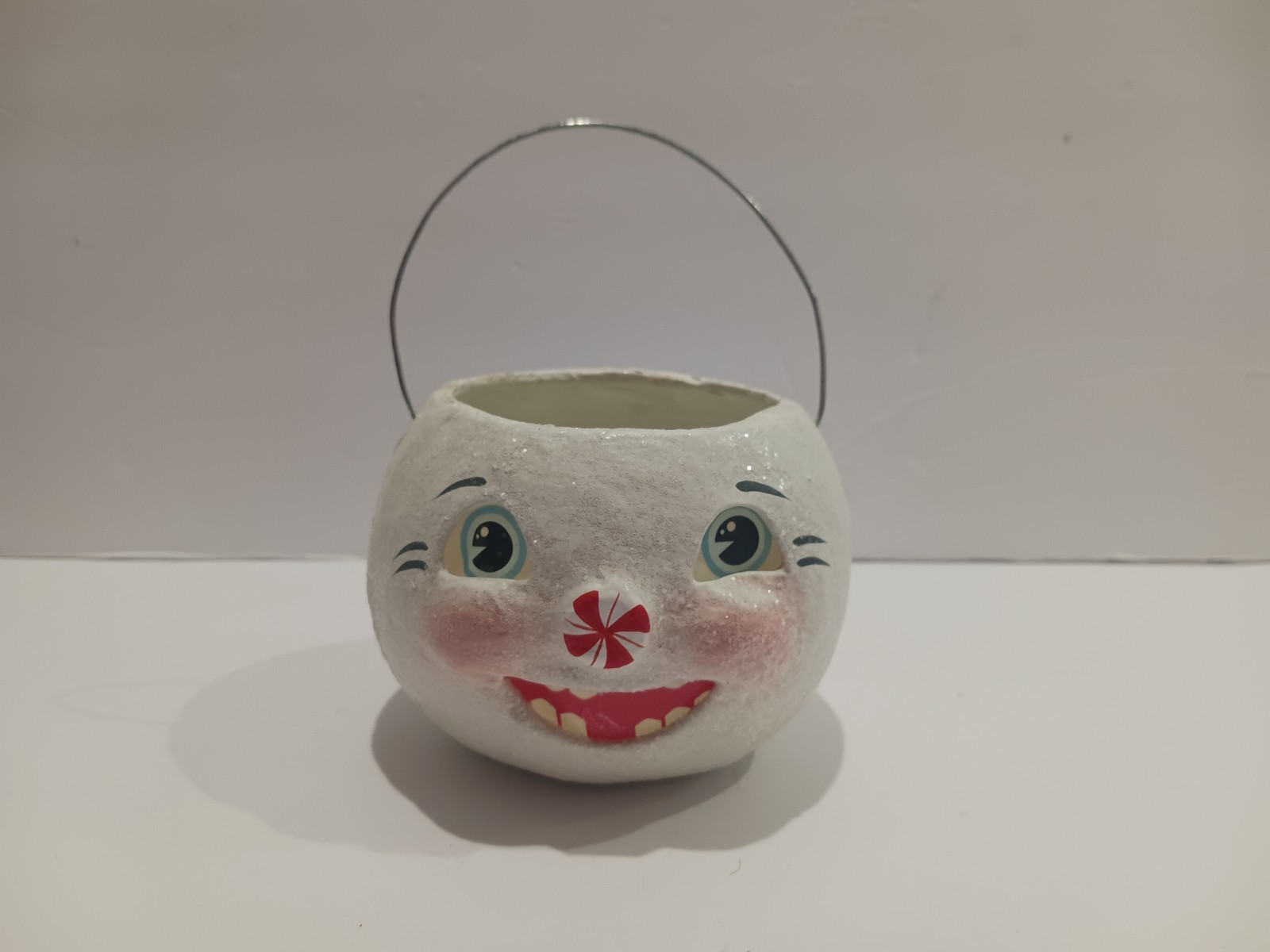 Bethany Lowe Christmas Happy Snowman Bucket Petite Vintage Style