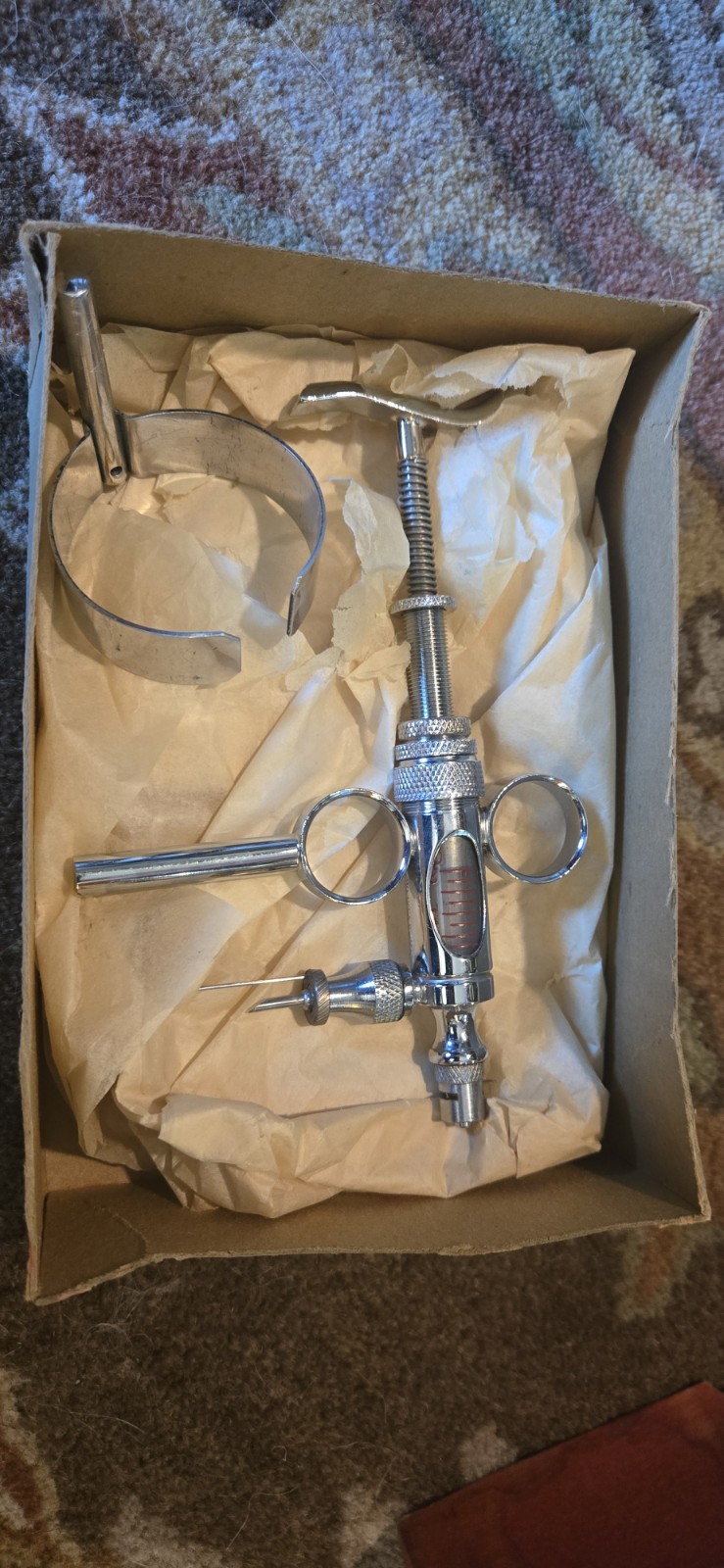 Vintage B-D Mfg Co 2cc Automatic Veterinary Syringe Patent Applied Box Set