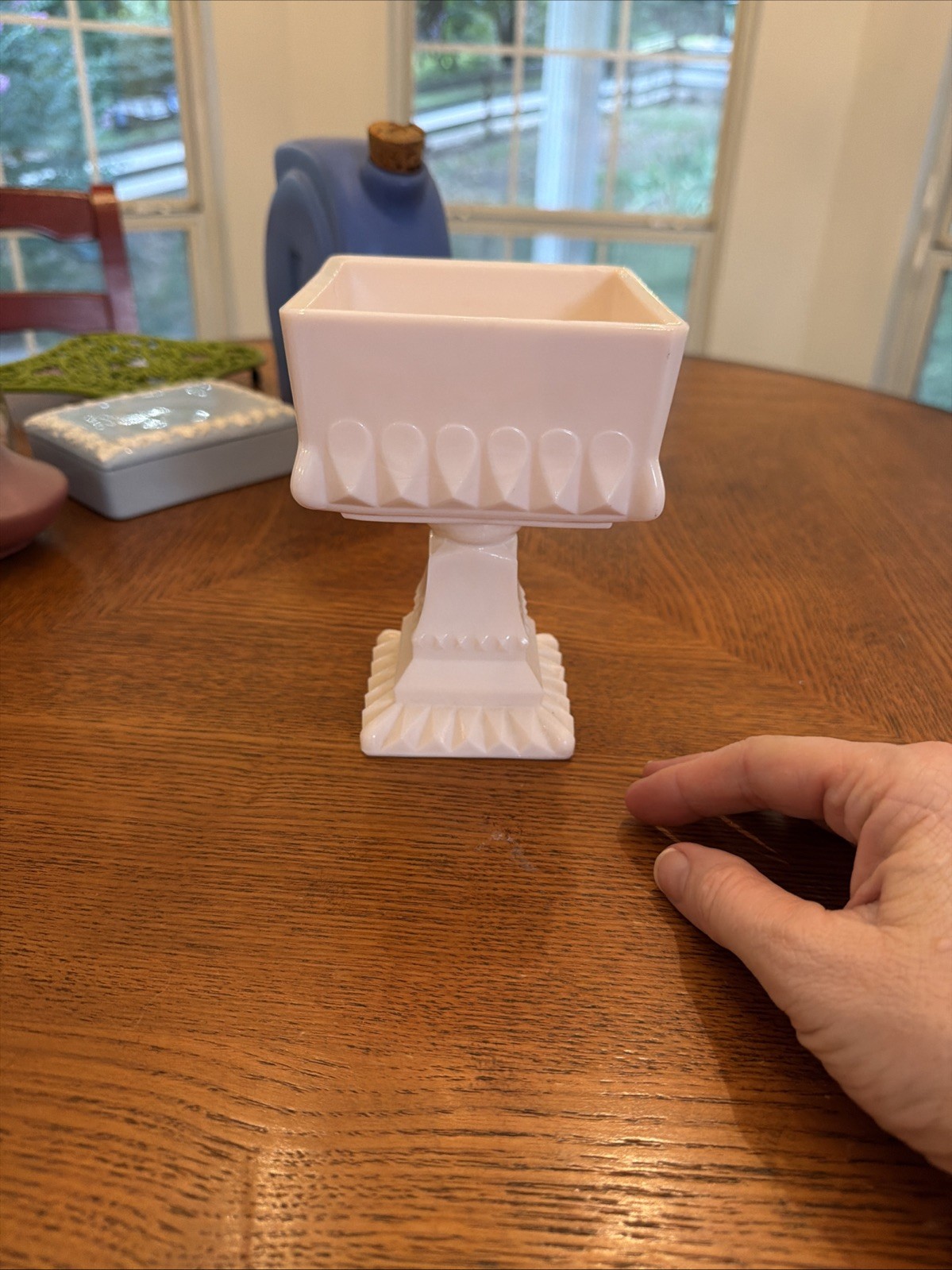 Westmoreland Pink Milk Glass Candy Dish Pedestal