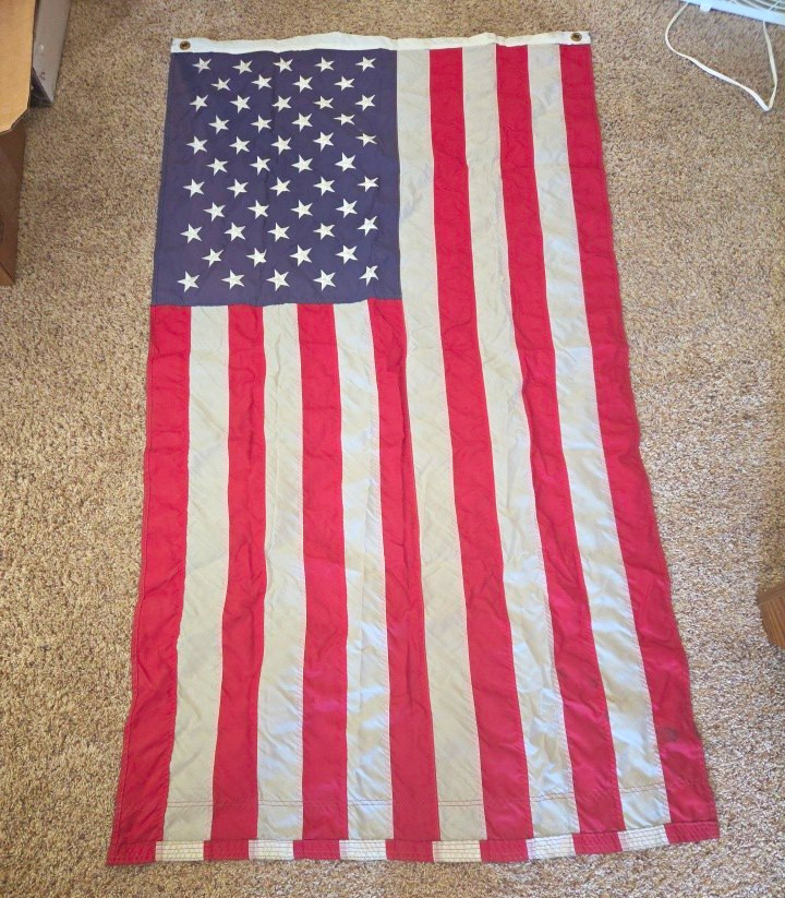 Vintage American Flag USA Sewn Stars & Stripes Red White Blue 48 Star 3'x5'